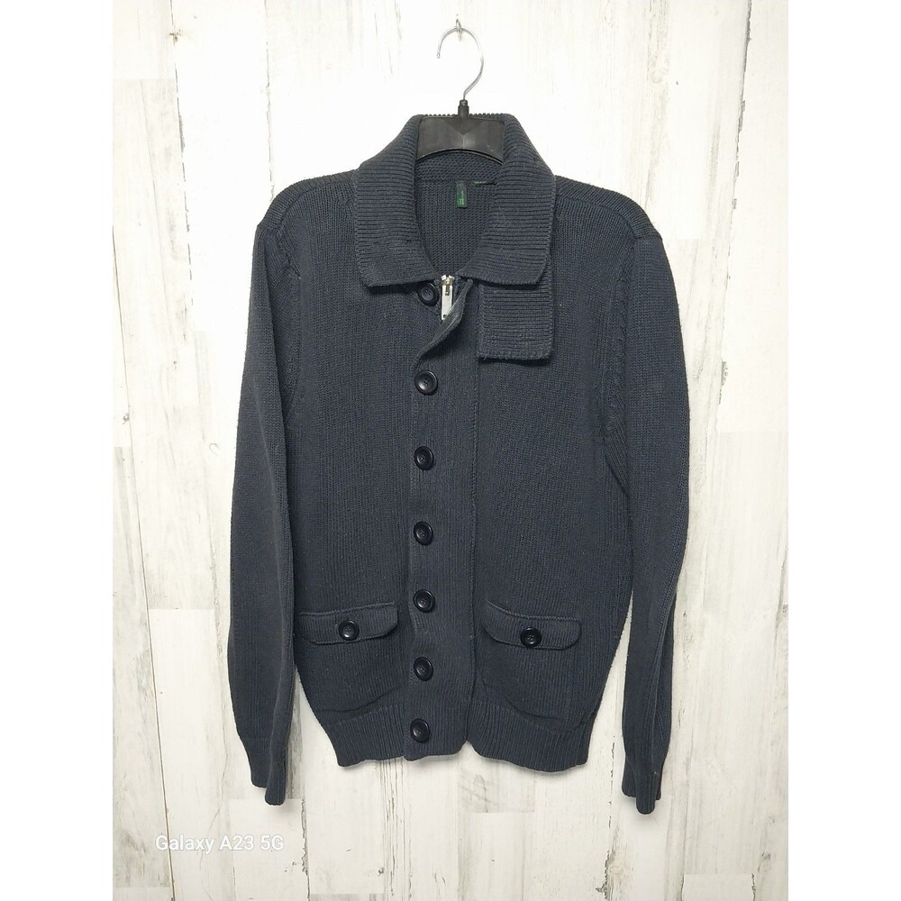 Stile Benetton Navy Blue Cardigan Jacket Large Made In Italy